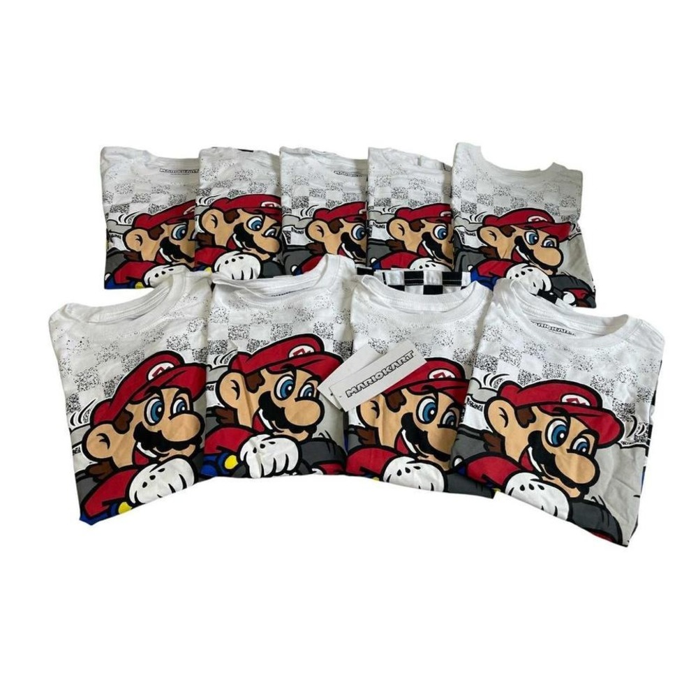 Lot of 5 - Brand New with Tag On Kids Retro Mario Kart white and red cotton - Picture 3 of 4
